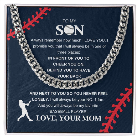 To My Son Cuban Link Chain | Your Number 1 Fan ⚾❤️