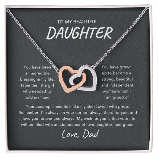 To My Daughter Interlocking Hearts Necklace | My Blessing in Life 💙